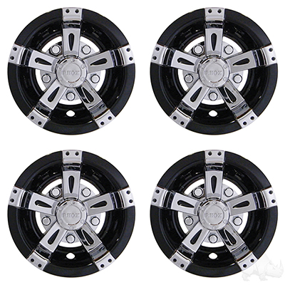 RHOX Wheel Cover, SET OF 4, 8" Vegas Chrome/Black