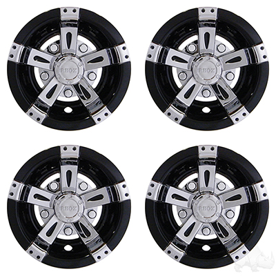 RHOX Wheel Cover, SET OF 4, 10" Vegas Chrome/Black
