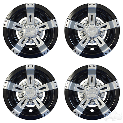 RHOX Wheel Cover, SET OF 4, 8" Vegas Silver Metallic w/ Black